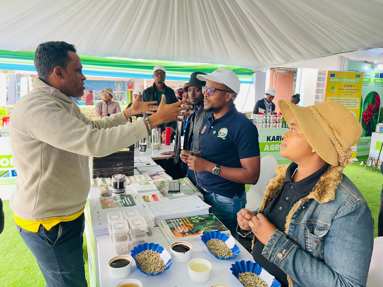 Hon. Hussein Bashe, Minister of Agriculture at AGRI-CONNECT booth during the International Agricultural Exhibitions – Mbeya.